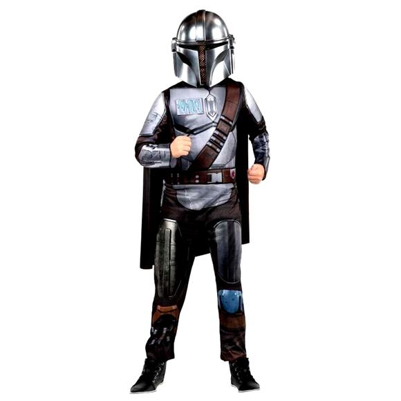 Star Wars MANDALORIAN 3pc Costume Child 8-10 Padded Bodysuit Helmet Halloween - Picture 4 of 11